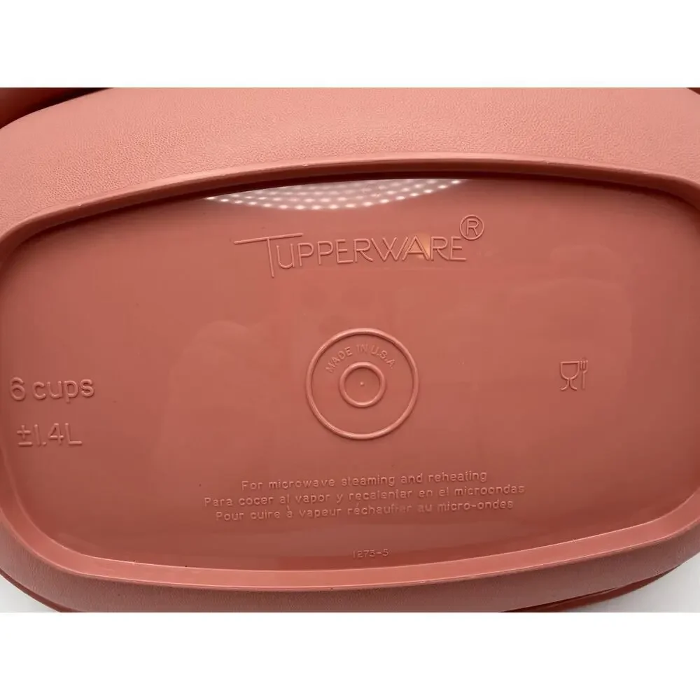 Tupperware Vintage Microwave Food Steamer 6 Cups Dusty Rose Pink 3 Piece 1273-5